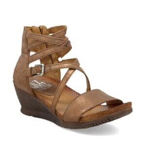 Miz Mooz Shay Leather Wedge Strappy Sandals, Bronze, Sz39